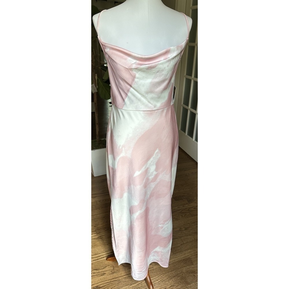 Taylor Cowl Neck Printed Satin Slip Dress Pink White Size 10 Midi Satin NWT - Picture 6 of 11
